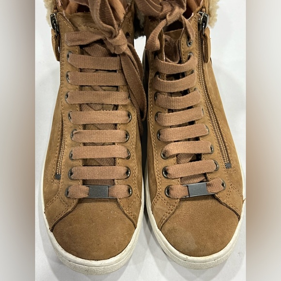 UGG Olive 1019716 Chestnut Leather High Top Lace Up Sneaker Shoes Womens Size 7 - Picture 10 of 11
